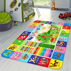 ABC Carpet ، Kids Carpet 5 × 7 قدمًا ، حصيرة ABC Alphabet ، لعبة ممتعة للعبة غرفة نوم للأطفال ، سجادة تعليمية للأطفال للغرفة ، غرفة معيشة ، غرفة حضانة ، طفل صغير.