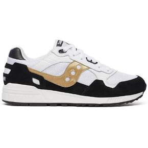 Saucony Unisex Shadow 5000 Sneaker, White/Black/Gold, 8 US Men