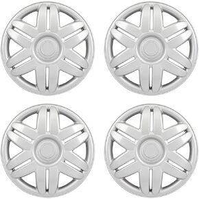 Corrosion-Free & Sturdy – Full Heat & Impact Resistant Grade – OEM Replacement Set of 4 Wheel Covers 14 inch Hub Caps Silver Rim Cover
