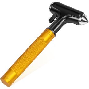 Car Glass Breaker with Seat Belt Cutter, Premium Metal Automotive Safety Hammer, Car Window Breaker to Break Glass, Vehicle Emergecy Safety Hammer for Car Accidents (Golden)