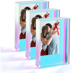 Polaroid Picture Frame 2x3, Freestanding Sliding Iridescent Acrylic Picture Frames, Instax Mini Film Photo Frames for Desktop Tabletop- 3 Pack