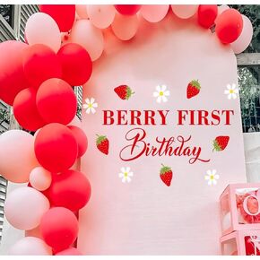 Berry First Birthday Decal - Sweet One Birthday Party Decoration,Berry First Birthday Decorations,Berry 1st Party Supplies,Strawberry Decals (Berry Decal)