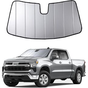 Windshield Sun Shade Compatible with Chevrolet Silverado/GMC Sierra 2019-2025,Silverado/Sierra 2500 HD,3500 HD 2020-2025 Custom-fit Foldable Sun Visor Window Sunshade with Storage Bag