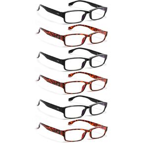 NORPERWIS 6 Pack Reading Glasses for Women and Men with Comfort Spring Hinges for Men and Womens Readers (Mix Color, 2.50, multiplier_x)