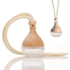 Omana 3-Pack Car Air Freshner Bottle 6ml Refillable Pendant with Wood Lid Elimination Air Diffuser Perfume Bottles for Essential Oils Car Decor Accessories, Frosted Glass (3 Pcs, Clear Glass)
