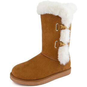 Juicy Couture Women's Slip On Winter Snow Boots Warm & Insulated Fur Lining Comfortable Fashion Booties-Koded-Black-11 in Saudi Arabia