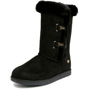Juicy Couture Women's Slip On Winter Snow Boots Warm & Insulated Fur Lining Comfortable Fashion Booties-Koded-Black-11 in Kuwait