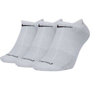 Nike Everyday Plus Lightweight No Show Socks, 3 Pairs - SX6892 (White/Black, Large)