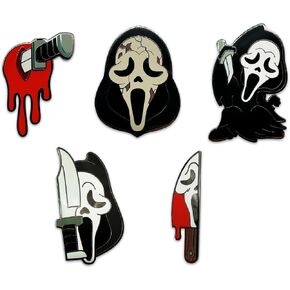 مجموعة PIN Ghost Ghost Ghost ، دبابيس شبح Ghost Face الرسمية ، مربع هواة الجمع يتضمن 5 دبابيس من مجموعة Youtooz Ghost Face Collection