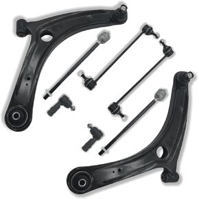 Front End 8pc Suspension Kit Fit for Mitsubishi 2007-2013 Outlander, 2008-2017 Lancer, 2x Front Lower Control Arm with Ball Joint, 2x Front Sway Bar End Links, 4x Front Outer/Inner Tie Rods