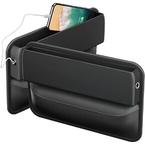 Car Seat Gap Filler Organizer,Premium PU Leather Storage Box No Slip Pad Compatible with Phone Key Wallet Phone Sunglasses Pockets Seat Catcher Holders Console Side Organizers Driver Side