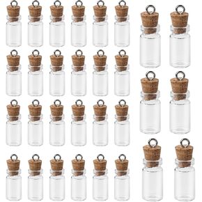 30 Pack Small Glass Bottles with Cork Stoppers, Small Mini Glass Bottles Tiny Jars with Cork Lids, Small Charm Fillable Glass Bottles with Cork Lids, Mini Glass Jars with Cork Lids 1ml