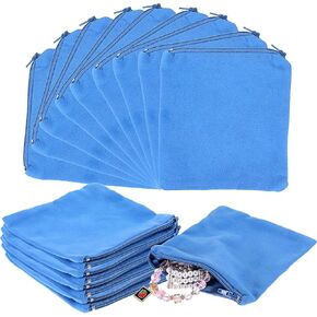 DIVINA VITAE 25Pcs Zippered Silver Storage Bags 3.93 x 3.93 Inch Anti Tarnish Jewelry Bags Jewelry Tarnish Protector Jewelry Storage Bags for Silver Storage(Blue)