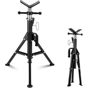 V Head Pipe Jack Stand, Heavy Duty Pipe Stand, 2500LB Jack Stands Carbon Steel with Portable Folding Legs 28-52 Inch Height Adjustable 1/8"-12" Capacity