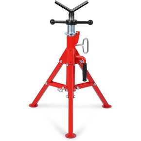 V Head Pipe Stand, 28"-52" Adjustable Height Pipe Jack Stand, Heavy Duty Carbon Steel Body, Steel Jack Stands with Portable Folding Legs, 2500 LB Capacity