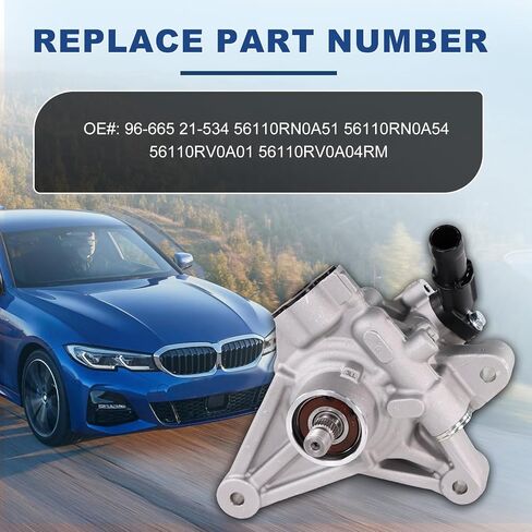 96-665 مضخة التوجيه السلطة تناسب هوندا أوديسي 11-17/ الطيار 12-15/ ريدجلين 12-14 3.5L V6 محرك استبدال OE 21-534 56110RN0A51 56110RN0A54 56110RV01 56110RV0A0A04RM in Kuwait