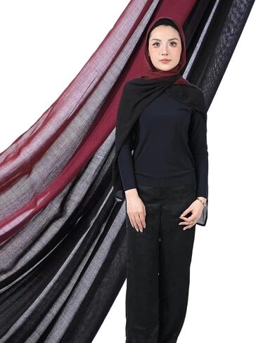 Special Ombre Modal Cotton Hijab Scarf for Women, Graceful Gradient Muslim Head Scarfs in Kuwait