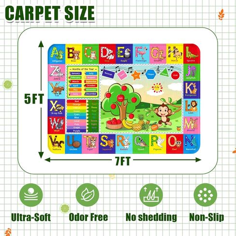 ABC Carpet ، Kids Carpet 5 × 7 قدمًا ، حصيرة ABC Alphabet ، لعبة ممتعة للعبة غرفة نوم للأطفال ، سجادة تعليمية للأطفال للغرفة ، غرفة معيشة ، غرفة حضانة ، طفل صغير. in Kuwait