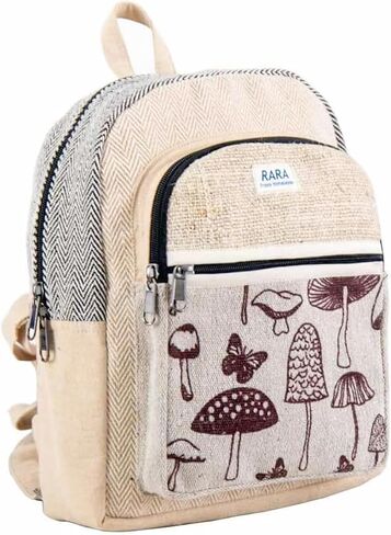 Natural Handmade Hemp MINI backpack by Adi Fashion - Eco-friendly Colorful and stylish Unisex backpack (Natural Black) in Kuwait