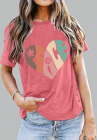 Peace Love Shirts Women Hippie Soul Inspirational Vintage Short Sleeve Graphic Tees Tops in Saudi Arabia