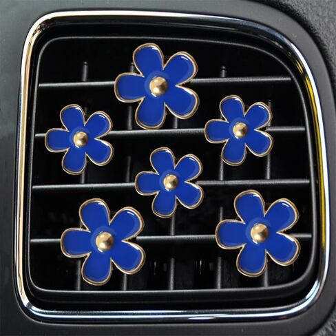 مقاطع تنفيس الهواء - 6 PCS Daisy Flower Car Decoration للتنفيس والتكييف - ديكور إكسسوارات داخلية السيارة المصنوعة يدويًا - سحر وهدايا لطيف للنساء in Kuwait