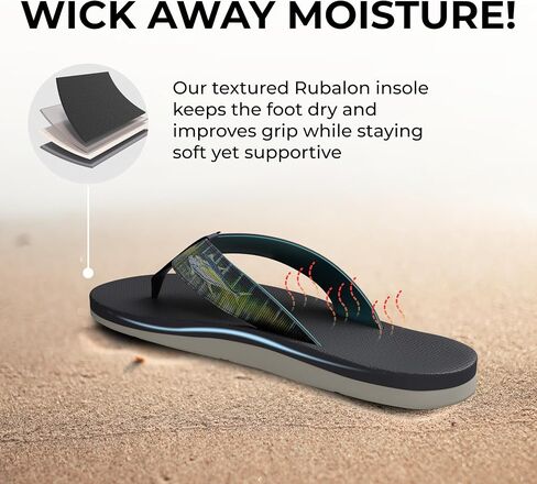 Scott Hawaii Men's Kaiko Sandal | Nylon Strap with Neoprene Lining | Molded Non-marking No-slip Outsole | Arch Support and Heel Cup | Marine & Boat Friendly in Kuwait