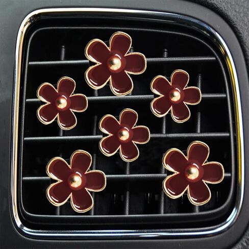 مقاطع تنفيس الهواء - 6 PCS Daisy Flower Car Decoration للتنفيس والتكييف - ديكور إكسسوارات داخلية السيارة المصنوعة يدويًا - سحر وهدايا لطيف للنساء in Kuwait