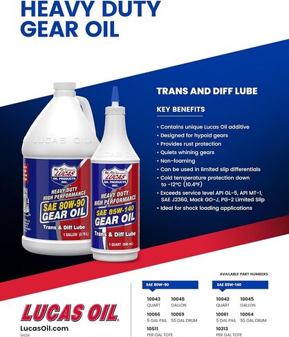 زيت لوكاس 10043-PK12 زيت تروس عالي التحمل 80/90 بلس - زجاجة سعة 1 لتر in Kuwait