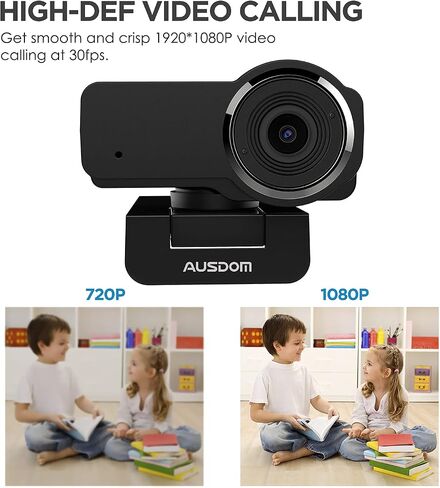 AUSDOM 2K Webcam, Live Streaming Web Camera with Microphone, Desktop or Laptop USB Webcam with 75 Degree View Angle, HD Webcam for Video Calling, Recording, Conferencing, Streaming, Gaming in Kuwait