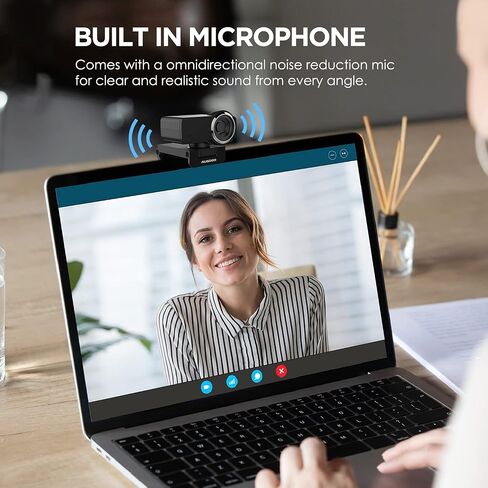 AUSDOM 2K Webcam, Live Streaming Web Camera with Microphone, Desktop or Laptop USB Webcam with 75 Degree View Angle, HD Webcam for Video Calling, Recording, Conferencing, Streaming, Gaming in Kuwait