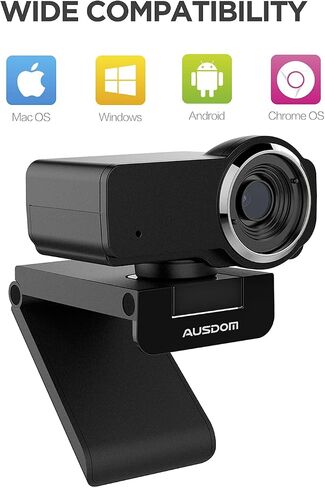 AUSDOM 2K Webcam, Live Streaming Web Camera with Microphone, Desktop or Laptop USB Webcam with 75 Degree View Angle, HD Webcam for Video Calling, Recording, Conferencing, Streaming, Gaming in Kuwait