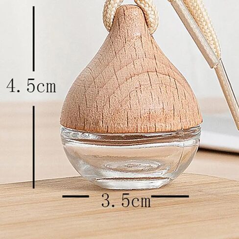 Omana 3-Pack Car Air Freshner Bottle 6ml Refillable Pendant with Wood Lid Elimination Air Diffuser Perfume Bottles for Essential Oils Car Decor Accessories, Frosted Glass (3 Pcs, Clear Glass) in Saudi Arabia