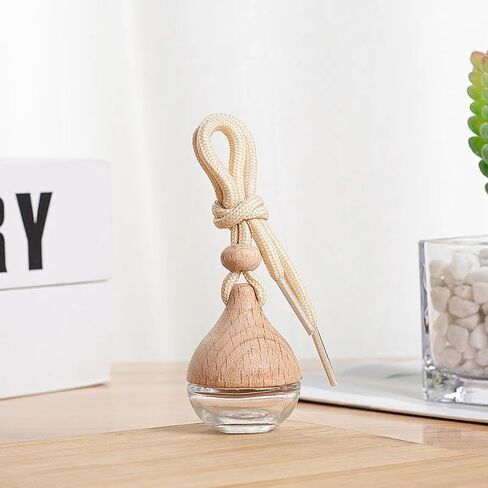 Omana 3-Pack Car Air Freshner Bottle 6ml Refillable Pendant with Wood Lid Elimination Air Diffuser Perfume Bottles for Essential Oils Car Decor Accessories, Frosted Glass (3 Pcs, Clear Glass) in Saudi Arabia