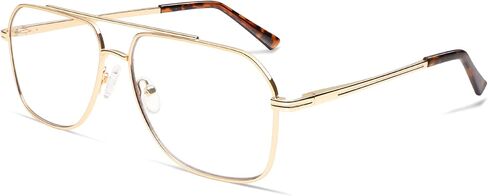 Amomoma Retro Blue Light Aviator Glasses for Women Men ، Metal Exclude Class Computer Reader Frame AM6133 in Kuwait