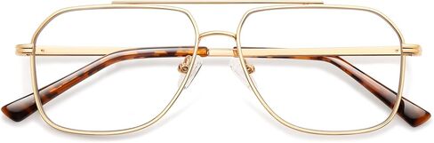 Amomoma Retro Blue Light Aviator Glasses for Women Men ، Metal Exclude Class Computer Reader Frame AM6133 in Kuwait