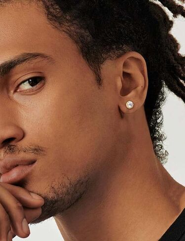 Moissanite Halo Earrings for Women & Men, 1.0-2.0ct, 925 Sterling Silver, 18K White Gold Plated, VVS1 Round Lab-Created Moissanite Stud, Hypoallergenic & Durable, Friction Back Post Earring in Kuwait