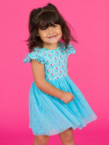 RuffleButts Baby/Toddler Girls Flutter Tulle Twirl Dress in Kuwait