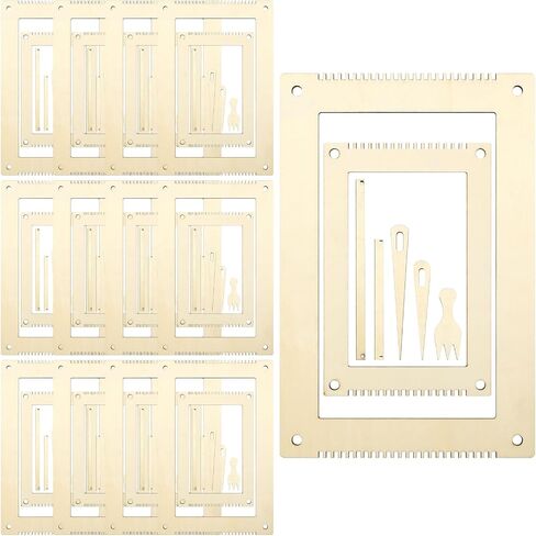 Thyle 6 Sets Rectangle Weaving Loom Kit 5.3 x 7.8'', 7.9 x 11.8'' Wood Weaving Loom with Needles and Tools DIY Looms for Weaving Kids Adult Beginners and Weaving Lovers Crochet Knitting Craft Activity in Kuwait
