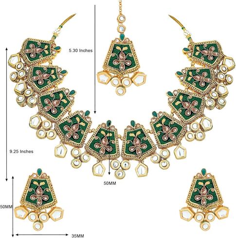Aheli Fancy Indian Wedding Wear Maroon Enamel Necklace Earrings Set Ethnic Traditional Fashion Jewelry for Women in Saudi Arabia