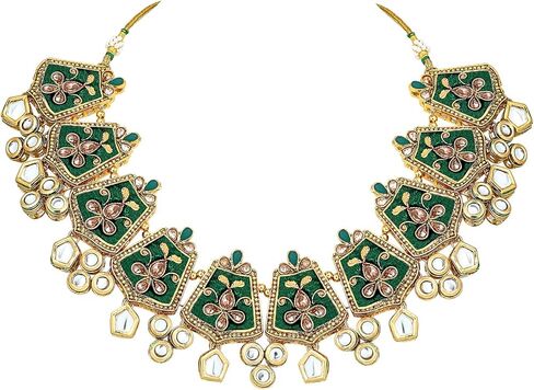 Aheli Fancy Indian Wedding Wear Maroon Enamel Necklace Earrings Set Ethnic Traditional Fashion Jewelry for Women in Saudi Arabia