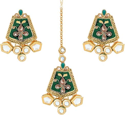 Aheli Fancy Indian Wedding Wear Maroon Enamel Necklace Earrings Set Ethnic Traditional Fashion Jewelry for Women in Saudi Arabia