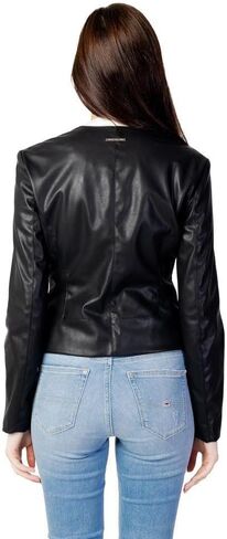 A|X Armani Exchange Women's Eco Leather Zip-Up Jacket, Black, L in Saudi Arabia