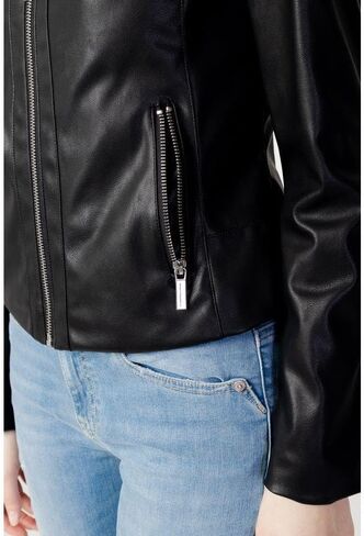 A|X Armani Exchange Women's Eco Leather Zip-Up Jacket, Black, L in Saudi Arabia