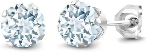 Gem Stone King 925 Sterling Silver Ecstasy Mystic Topaz 4-Prong Women's Stud Earrings (1.90 Cttw, Round 6MM) in Saudi Arabia