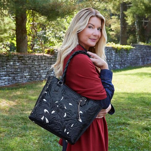 Patricia Nash Adeline Tote - Leather Handbags for Women, Elegant Women's Crossbody Purse and Women's Crossbody Handbags, Dark Purple in Kuwait