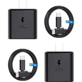 [2 كابل] شاحن سامسونج USB-C فائق السرعة 45 وات من النوع C شاحن هاتف أندرويد جداري لهاتف سامسونج جالاكسي s23 شحن سريع للغاية S23/S22/S22 Ultra/Z Fold 5، Z Flip 5/Note 10/20/Galaxy Tab S8+/S7+ كابل 6 قدم in Kuwait