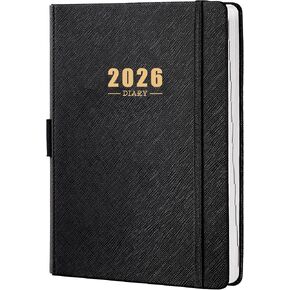 كتاب ومخطط مواعيد أسبوعية 2022-2023 - مخطط يومي للساعة 2022-2023، يوليو 2022- يونيو 2023، 20.32 سم × 25.4 سم، فاصل 15 دقيقة، جلد ناعم مع ورق سميك - أسود in Kuwait