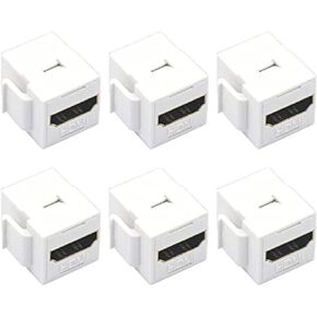VCE HDMI Keystone Jack, 4K HDMI Female to Female Adapter HDMI Coupler Snap-in for Keystone Wall Plate, 6-Pack, White