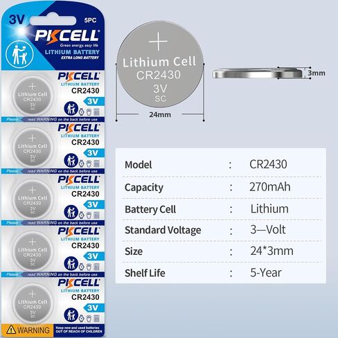 PKCELL CR2430 3V Lithium Battery,2 Pack Button Cell Coin Battery,3 Volt Watch Battery Lithium Battery in Saudi Arabia