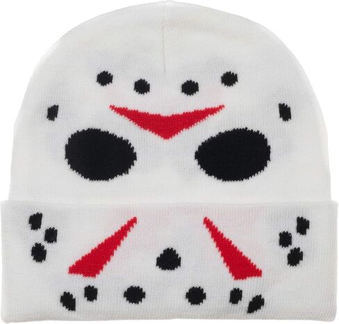 Friday The 13th Hockey Mask Pattern Adult Glow-in-The-Dark Beanie in Saudi Arabia